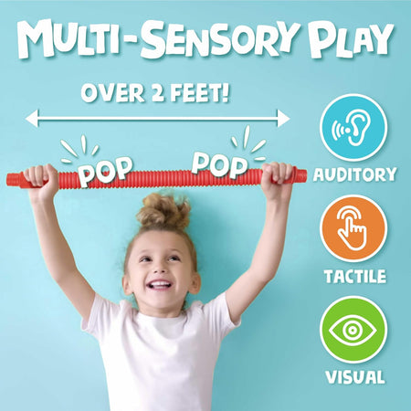 Pop Tubes Sensory Toys, Fine Motor Skills Stocking Stuffers Toddler Toys, Fidget Toys for Sensory Kids and Stocking Stuffers for Kids Learning Toys