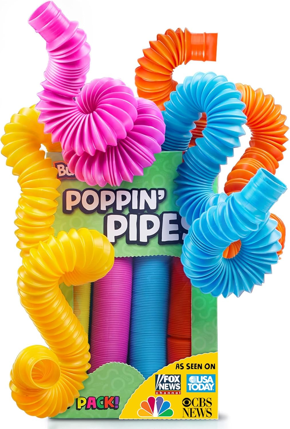Pop Tubes Sensory Toys, Fine Motor Skills Stocking Stuffers Toddler Toys, Fidget Toys for Sensory Kids and Stocking Stuffers for Kids Learning Toys