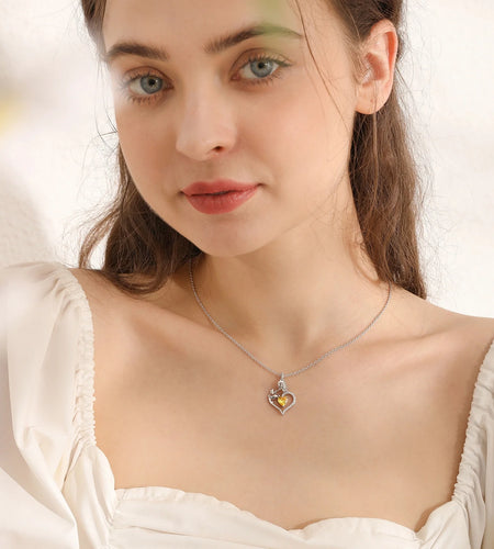 925 Sterling Silver Birthstone Necklace Rose Flower Heart Pendant Jewelry Christmas Valentines Mother'S Day Gifts for Women Mom Wife/Lover