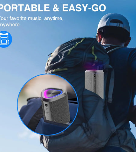 Bluetooth Speaker, 24H Playtime Portable Wireless Bluetooth 5.0 Speaker with Stereo Bass, up to 100 Ft Bluetooth Range, IPX7 Waterproof Mini Bluetooth Speaker