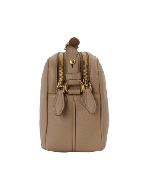 Load image into Gallery viewer, New  Beige Vitello Phenix Leather Double Zip Crossbody Bag 1BH079

