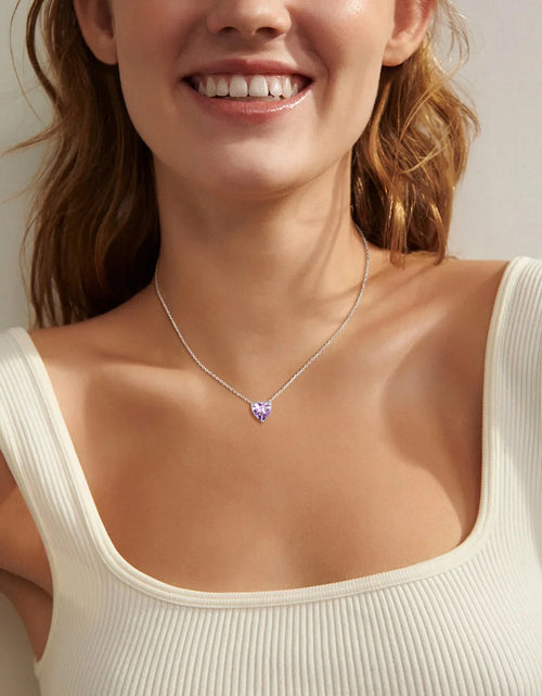 Load image into Gallery viewer, Silver Necklace 925 Sterling Silver Birthstone Love Heart Necklace Mother'S Day Gift
