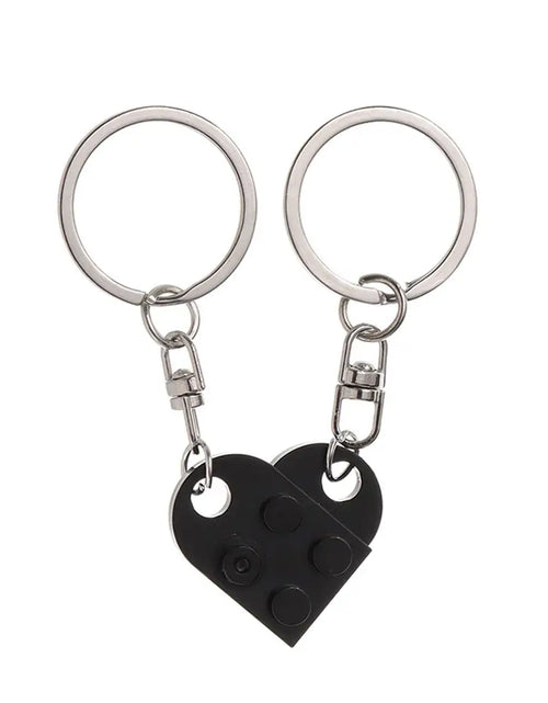 Load image into Gallery viewer, 1Pair Cute Love Heart Brick Keychain Couples Keychain Best Friendship for Women Men Separable Key Ring Jewelry Gifts
