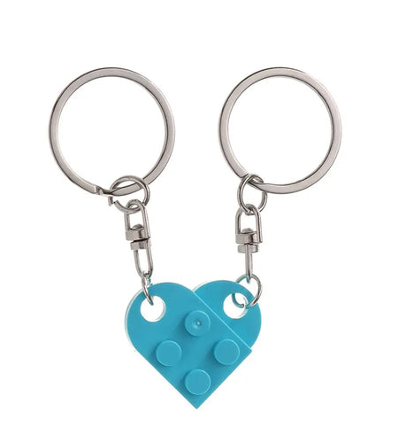 1Pair Cute Love Heart Brick Keychain Couples Keychain Best Friendship for Women Men Separable Key Ring Jewelry Gifts