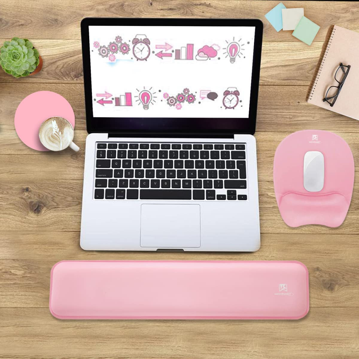 Memory Foam Set Keyboard Wrist Rest Pad & Mouse Wrist Rest Support,Ergonomic Design for Office,Home Office,Laptop,Desktop Computer,Gaming Keyboard - Pink