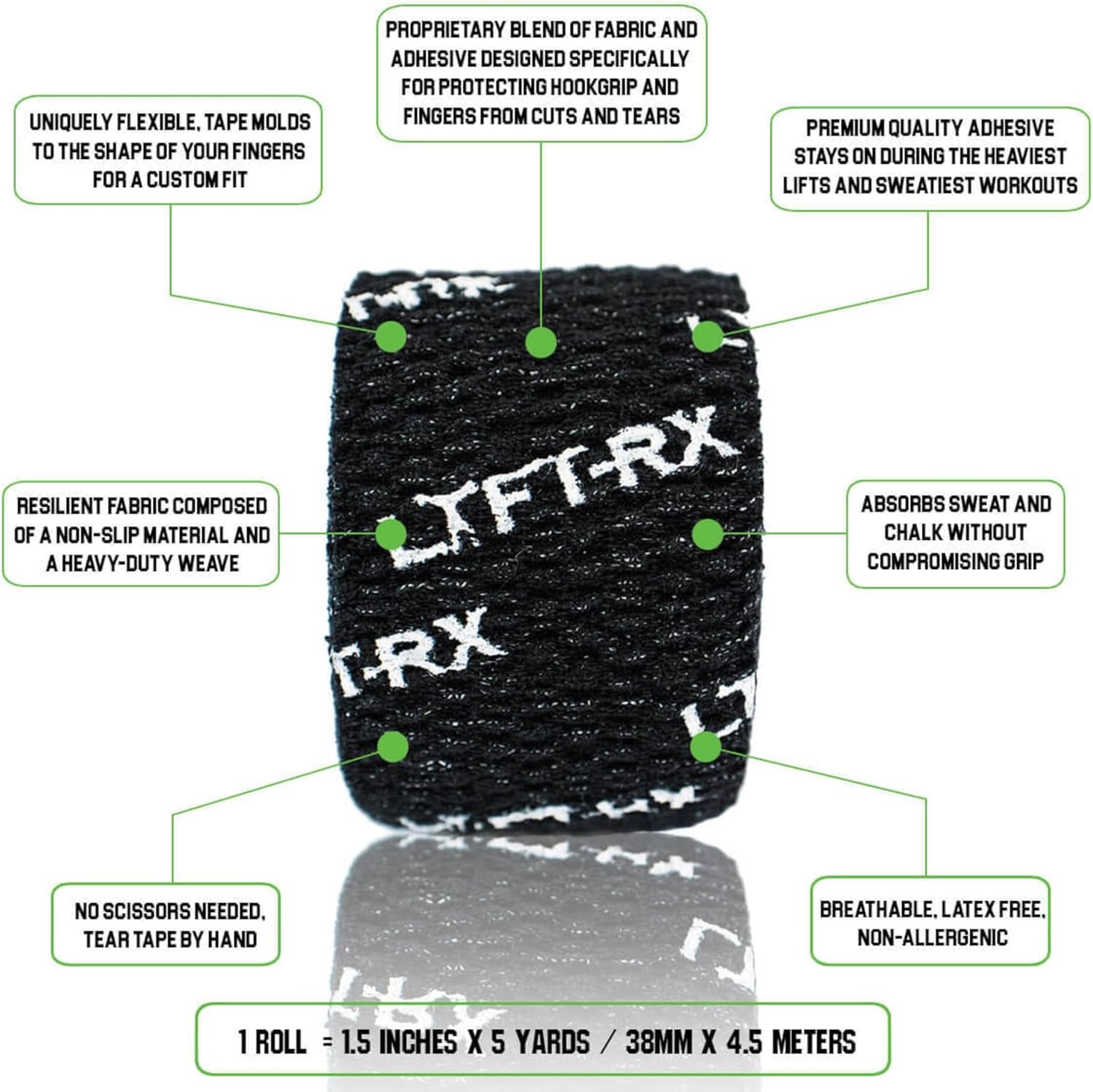 Weightlifting Hook Grip Tape W/Premium Adhesive for Olympic Weight Lift, Crossfit, Lifting & Gym, Stretch Athletic Finger Wrap, Protects Thumb Fingers Hand & Enhances Grip
