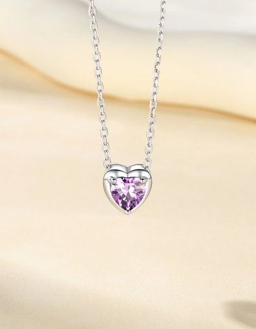 Load image into Gallery viewer, Silver Necklace 925 Sterling Silver Birthstone Love Heart Necklace Mother'S Day Gift
