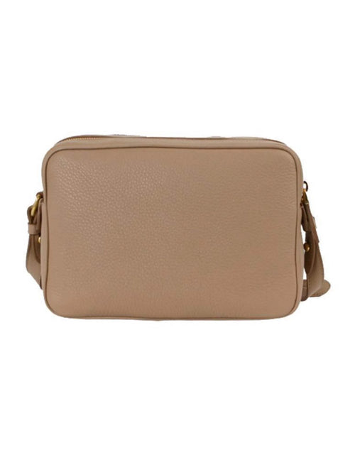 Load image into Gallery viewer, New  Beige Vitello Phenix Leather Double Zip Crossbody Bag 1BH079
