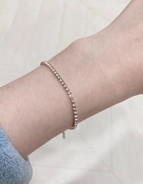 Load image into Gallery viewer, 2Mm Iced Out Tennis Bracelets Female Gold Silver Color Stainless Steel Cubic Zirconia Chain for Women Wedding Jewelry Gift
