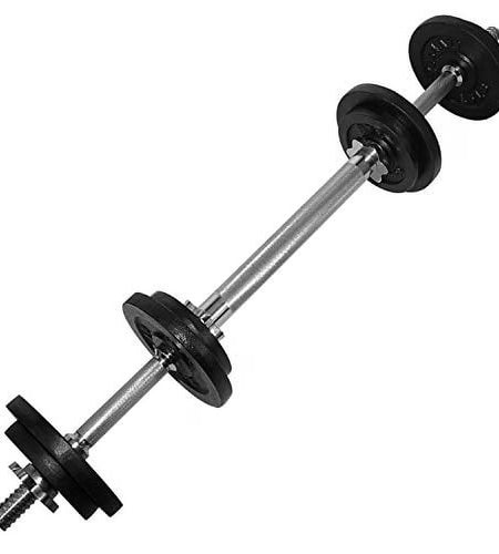 Adjustable Dumbbell Set with Weight Plates, Star Lock Collars/Connector, 50LBS Barbell or 25LBS Dumbbell Pair
