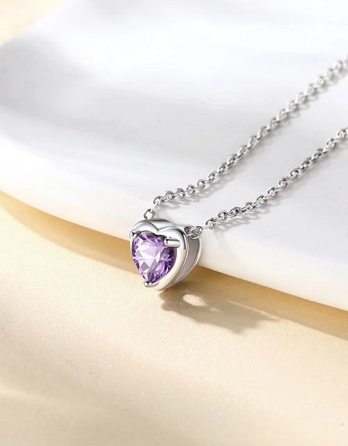 Load image into Gallery viewer, Silver Necklace 925 Sterling Silver Birthstone Love Heart Necklace Mother'S Day Gift

