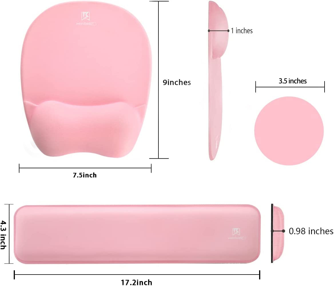 Memory Foam Set Keyboard Wrist Rest Pad & Mouse Wrist Rest Support,Ergonomic Design for Office,Home Office,Laptop,Desktop Computer,Gaming Keyboard - Pink