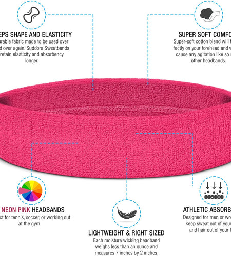 Sweatbands (Headband Wristband Set) - Terry Cloth Athletic Sweat Bands for Basketball, Tennis, Working Out, Gym