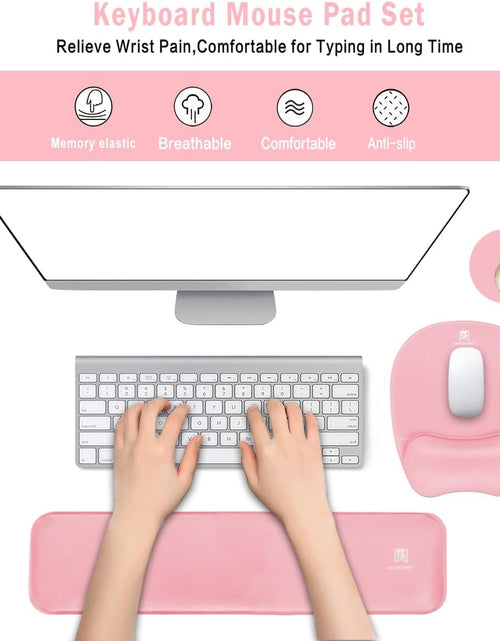 Load image into Gallery viewer, Memory Foam Set Keyboard Wrist Rest Pad &amp; Mouse Wrist Rest Support,Ergonomic Design for Office,Home Office,Laptop,Desktop Computer,Gaming Keyboard - Pink
