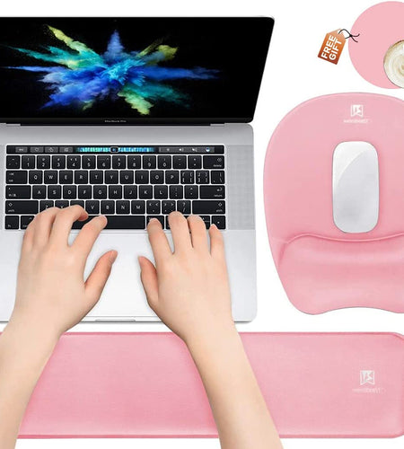 Memory Foam Set Keyboard Wrist Rest Pad & Mouse Wrist Rest Support,Ergonomic Design for Office,Home Office,Laptop,Desktop Computer,Gaming Keyboard - Pink