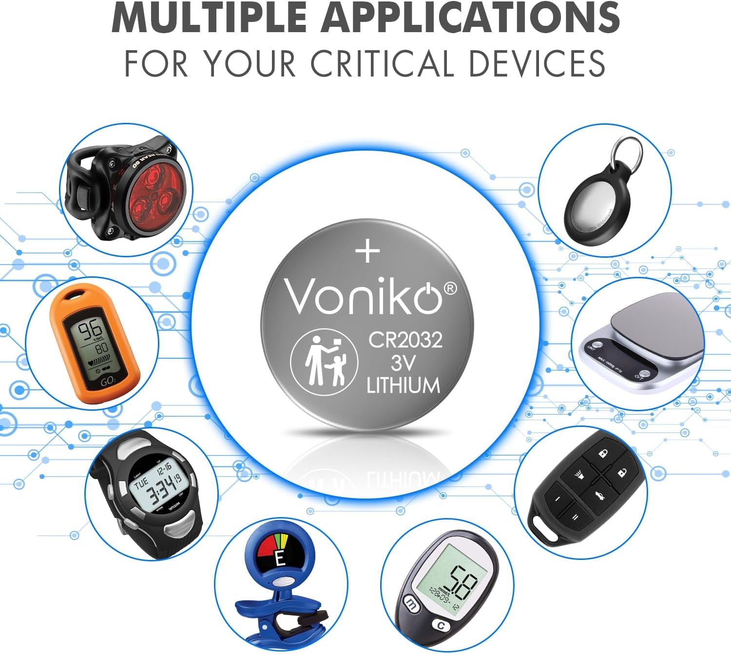 3 Volt CR2032 Battery 6 Pack – Lithium Batteries – 2032 Button Battery Flat – 7 Years Shelf Life