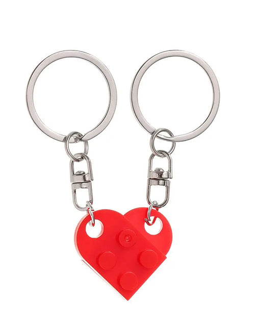 Load image into Gallery viewer, 1Pair Cute Love Heart Brick Keychain Couples Keychain Best Friendship for Women Men Separable Key Ring Jewelry Gifts
