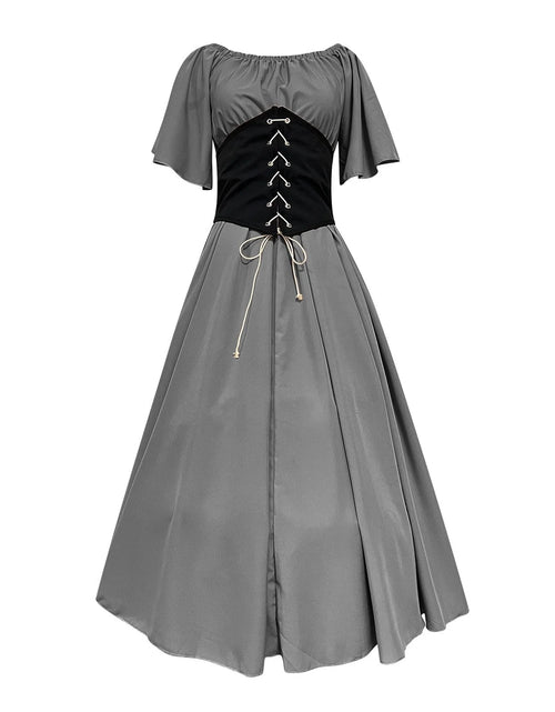 Load image into Gallery viewer, Womens Renaissance Faire Dresses Medieval Irish Traditional plus Size Dresses Ruffle over Dress Corset Retro Cosplay Gown
