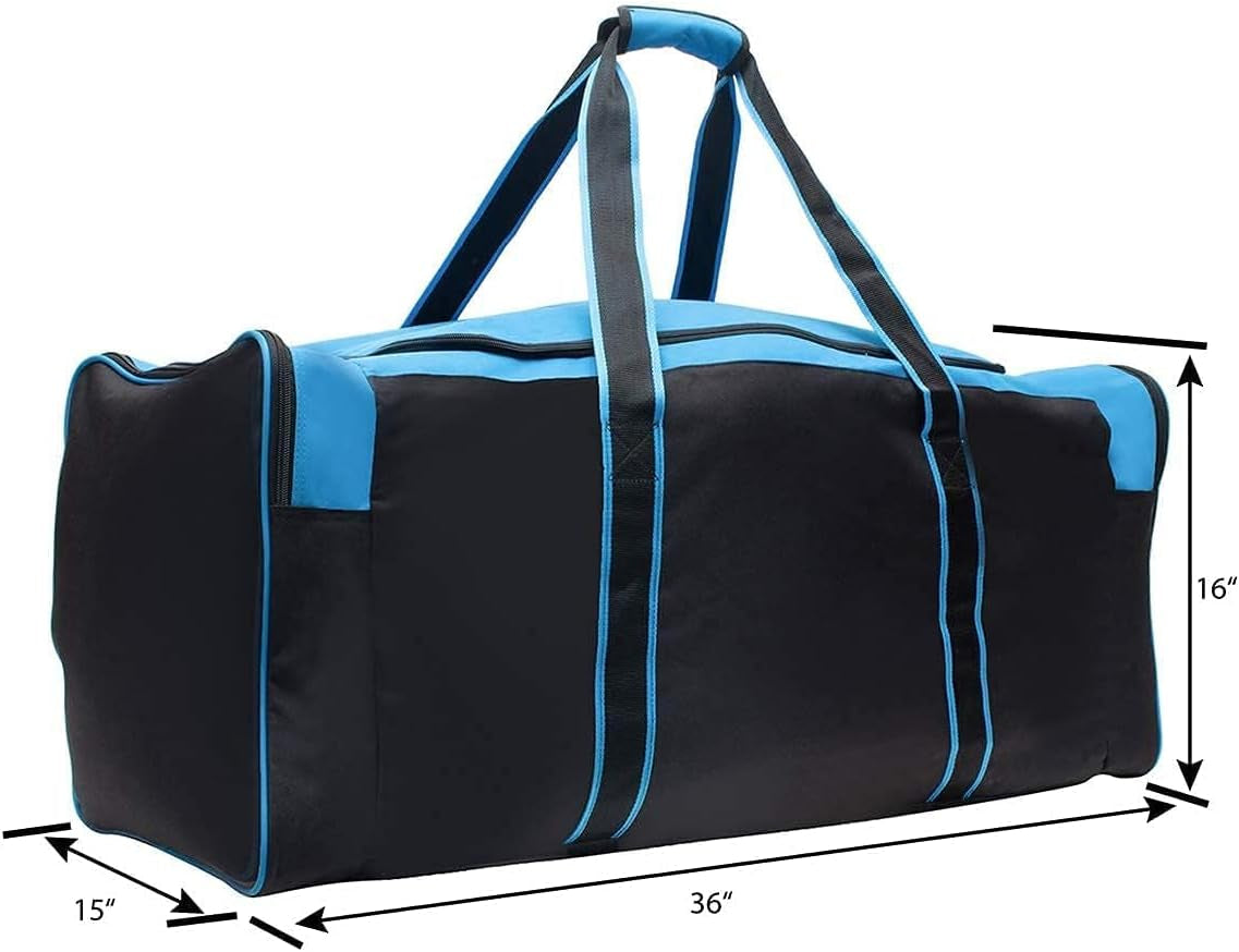 Heavy Duty Multi Pocket Large Sports Gym Equipment 3-Pocket Travel Duffel Bag (36 Inch, Blue)