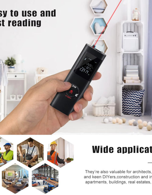 Load image into Gallery viewer, SmartMeasure 40M/60M Mini Laser Distance Meter – USB Rechargeable Handheld Rangefinder for Accurate Measurements

