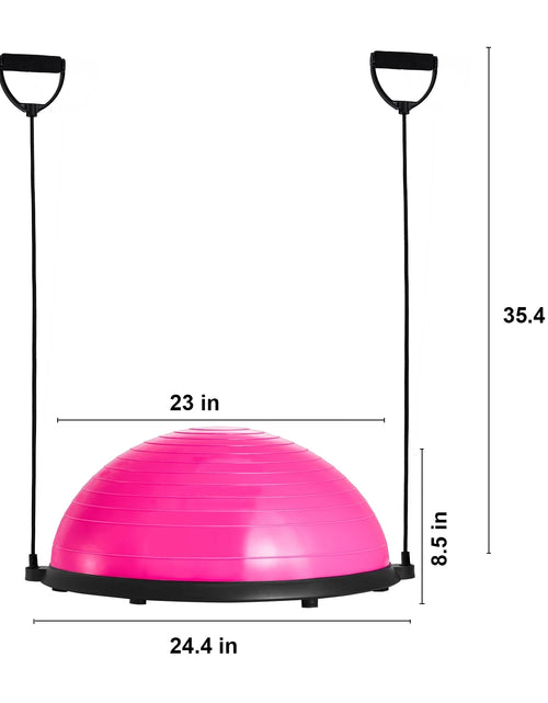 Load image into Gallery viewer, Half Balance Ball Trainer, 23-Inch Stability Ball with a 660Lbs Weight Limit, Includes Resistance Bands &amp; Foot Pump for a Comprehensive Home Gym Experience, Ideal for Full Body Fitness, Pink

