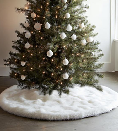 48 Inch Christmas Tree Plush Skirt Decoration for Merry Christmas Party Faux Fur Christmas Tree Skirt Decorations