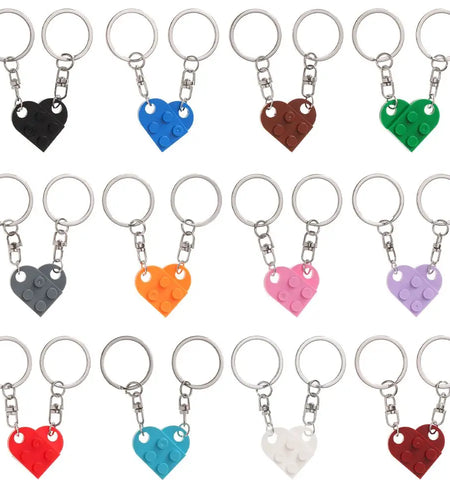 1Pair Cute Love Heart Brick Keychain Couples Keychain Best Friendship for Women Men Separable Key Ring Jewelry Gifts
