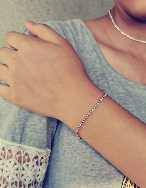 Load image into Gallery viewer, 2Mm Iced Out Tennis Bracelets Female Gold Silver Color Stainless Steel Cubic Zirconia Chain for Women Wedding Jewelry Gift
