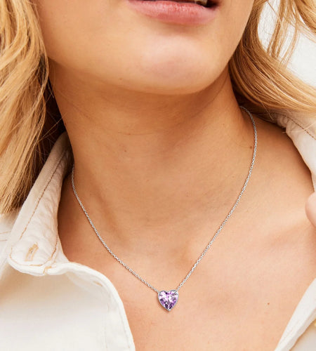 Silver Necklace 925 Sterling Silver Birthstone Love Heart Necklace Mother'S Day Gift