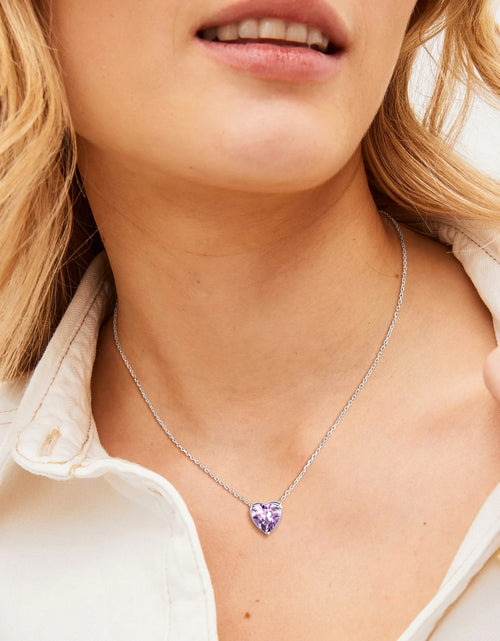 Load image into Gallery viewer, Silver Necklace 925 Sterling Silver Birthstone Love Heart Necklace Mother'S Day Gift
