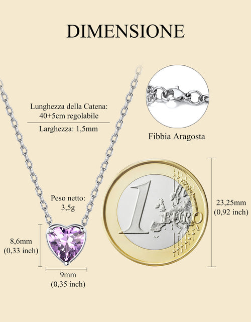 Load image into Gallery viewer, Silver Necklace 925 Sterling Silver Birthstone Love Heart Necklace Mother'S Day Gift
